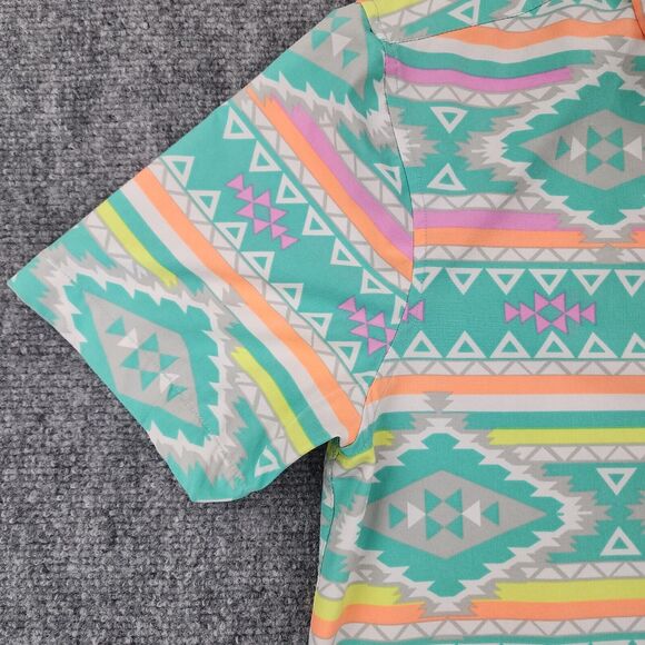 Chubbies Shirt Mens Small En Fuego Wild Short Sleeve Popover Polo Aztec Beach - Picture 7 of 16